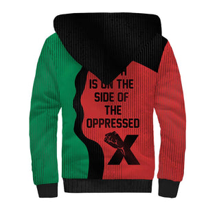 Malcolm X Sherpa Hoodie Truth Is on the Side of the Oppressed Quote Civil Rights Tribute - African Pride