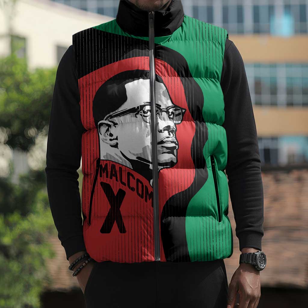 Malcolm X Sleeveless Puffer Jacket Truth Is on the Side of the Oppressed Quote Civil Rights Tribute - African Pride