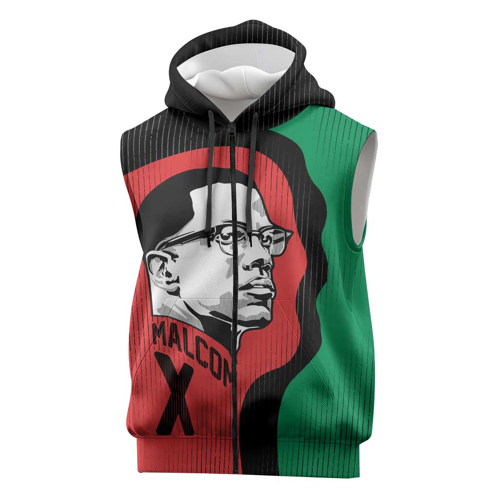 Malcolm X Sleeveless Zip Hoodie Truth Is on the Side of the Oppressed Quote Civil Rights Tribute - African Pride