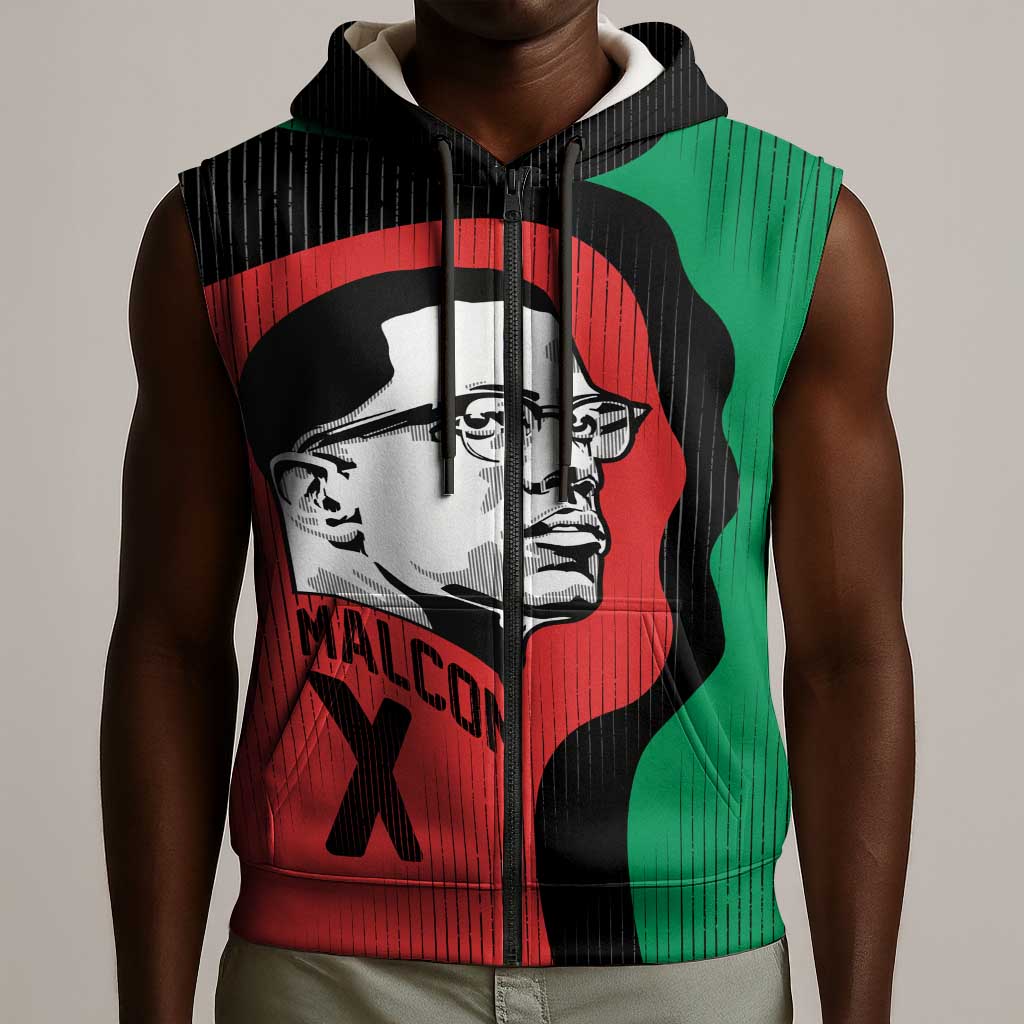 Malcolm X Sleeveless Zip Hoodie Truth Is on the Side of the Oppressed Quote Civil Rights Tribute - African Pride