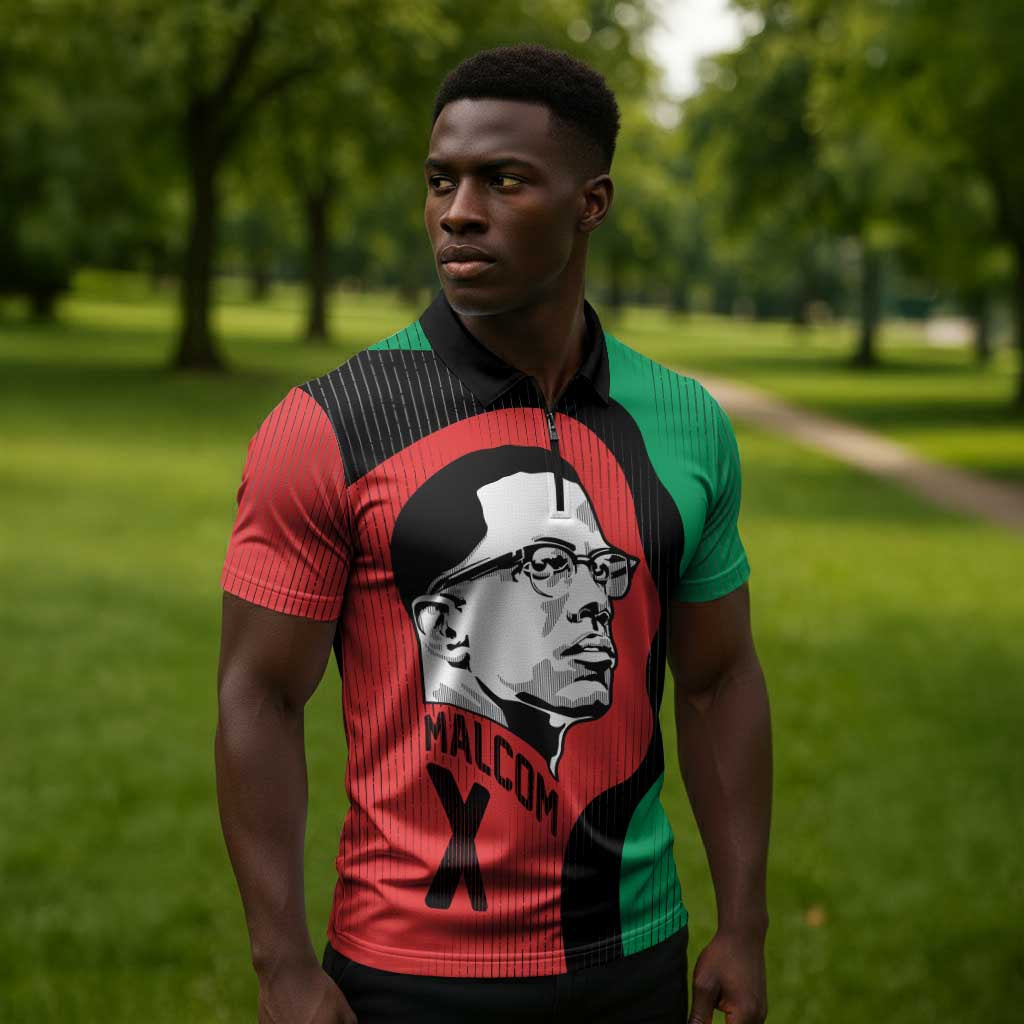 Malcolm X Zipper Polo Shirt Truth Is on the Side of the Oppressed Quote Civil Rights Tribute - African Pride