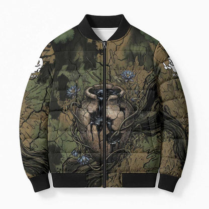 Hapi Egyptian Bomber Puffer Jacket Bringer of Kemet Nature Spirit Flowing Water and Earth Harmony