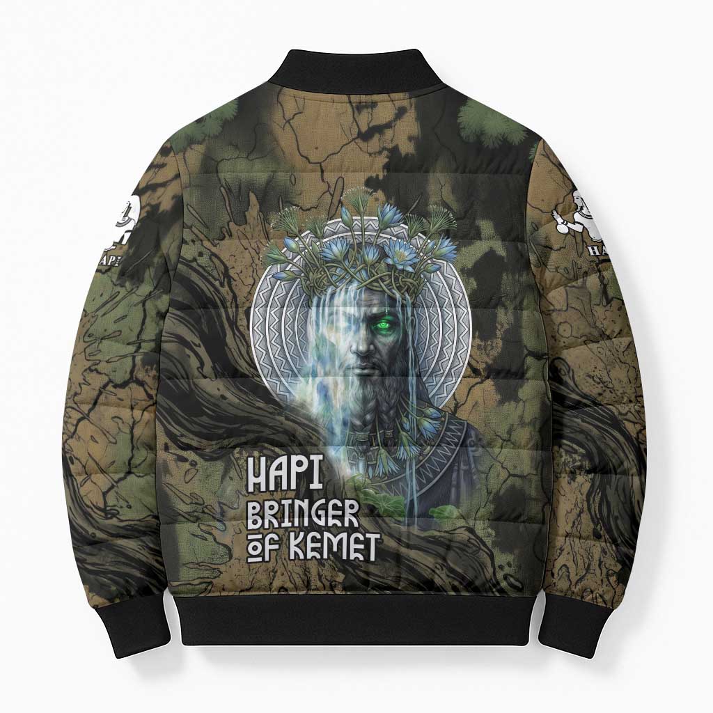 Hapi Egyptian Bomber Puffer Jacket Bringer of Kemet Nature Spirit Flowing Water and Earth Harmony
