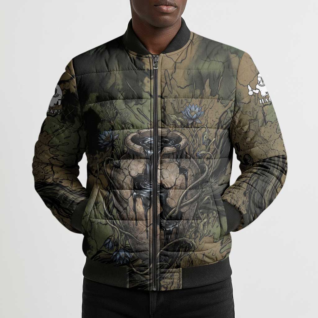 Hapi Egyptian Bomber Puffer Jacket Bringer of Kemet Nature Spirit Flowing Water and Earth Harmony