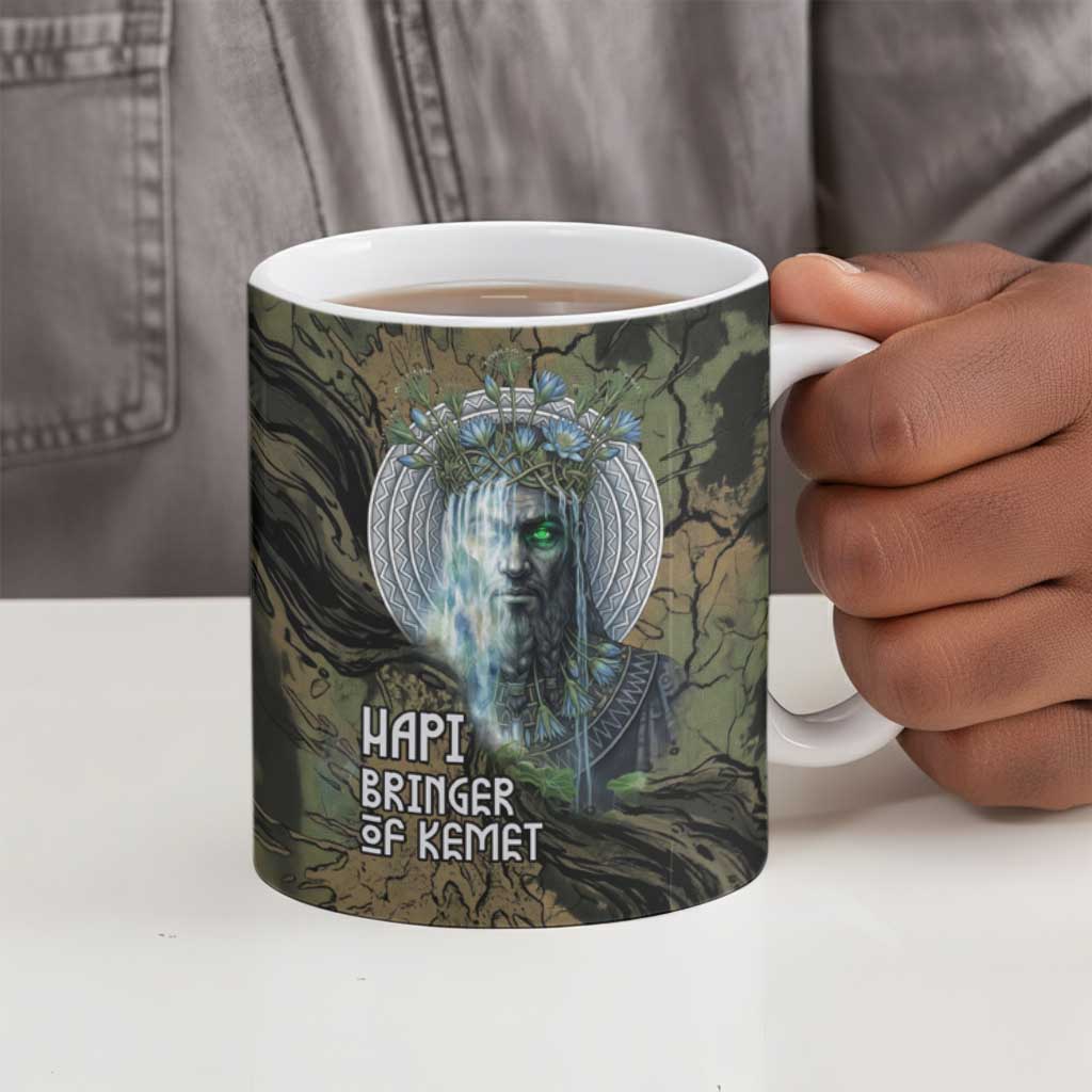 Hapi Egyptian Ceramic Mug Bringer of Kemet Nature Spirit Flowing Water and Earth Harmony