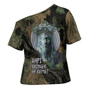 Hapi Egyptian Cross Shoulder Shirt Bringer of Kemet Nature Spirit Flowing Water and Earth Harmony
