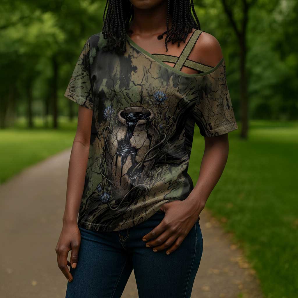 Hapi Egyptian Cross Shoulder Shirt Bringer of Kemet Nature Spirit Flowing Water and Earth Harmony