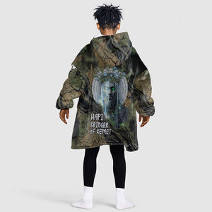 Hapi Egyptian Kid Wearable Blanket Hoodie Bringer of Kemet Nature Spirit Flowing Water and Earth Harmony