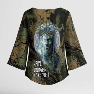 Hapi Egyptian Kimono Sleeve Blouse Bringer of Kemet Nature Spirit Flowing Water and Earth Harmony