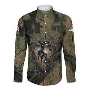 Hapi Egyptian Long Sleeve Button Shirt Bringer of Kemet Nature Spirit Flowing Water and Earth Harmony