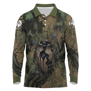 Hapi Egyptian Long Sleeve Polo Shirt Bringer of Kemet Nature Spirit Flowing Water and Earth Harmony
