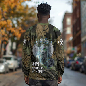 Hapi Egyptian Long Sleeve Shirt Bringer of Kemet Nature Spirit Flowing Water and Earth Harmony