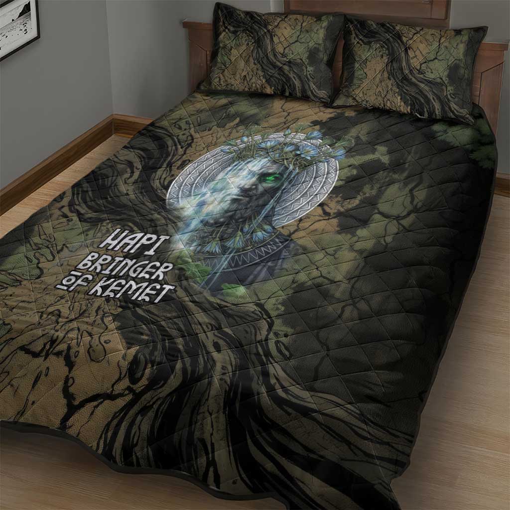 Hapi Egyptian Quilt Bed Set Bringer of Kemet Nature Spirit Flowing Water and Earth Harmony