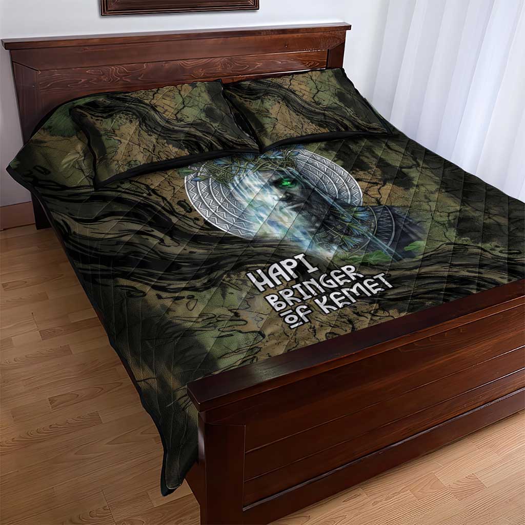 Hapi Egyptian Quilt Bed Set Bringer of Kemet Nature Spirit Flowing Water and Earth Harmony