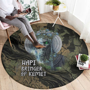 Hapi Egyptian Round Carpet Bringer of Kemet Nature Spirit Flowing Water and Earth Harmony