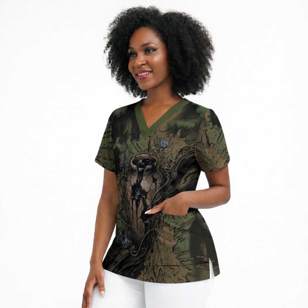 Hapi Egyptian Scrub Top Bringer of Kemet Nature Spirit Flowing Water and Earth Harmony