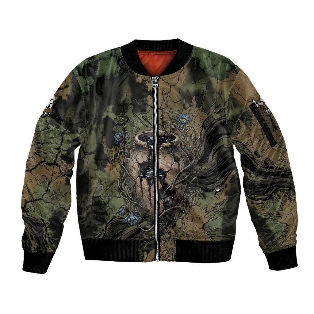 Hapi Egyptian Sleeve Zip Bomber Jacket Bringer of Kemet Nature Spirit Flowing Water and Earth Harmony