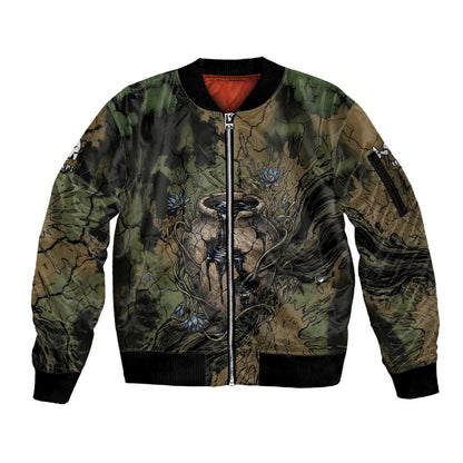 Hapi Egyptian Sleeve Zip Bomber Jacket Bringer of Kemet Nature Spirit Flowing Water and Earth Harmony