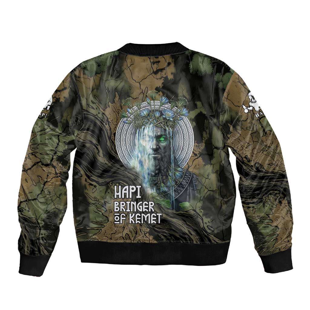 Hapi Egyptian Sleeve Zip Bomber Jacket Bringer of Kemet Nature Spirit Flowing Water and Earth Harmony