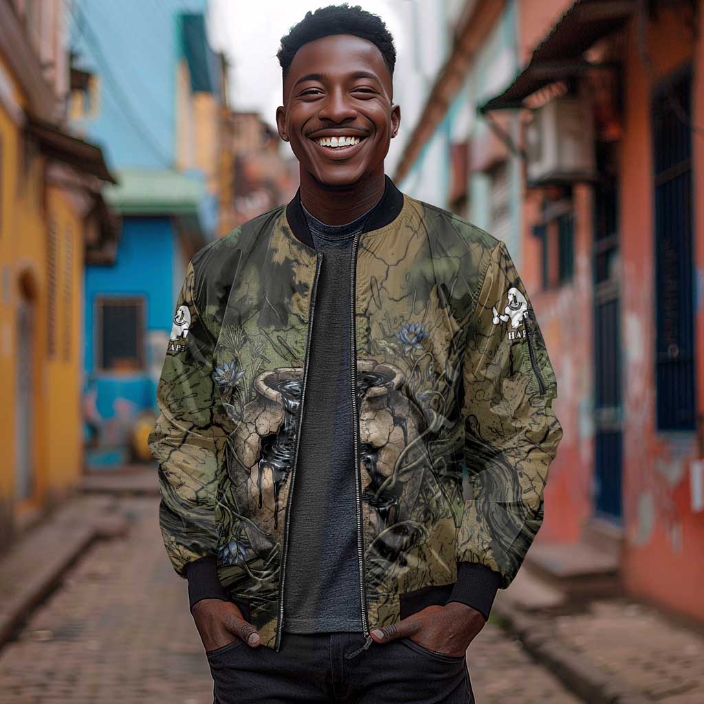 Hapi Egyptian Sleeve Zip Bomber Jacket Bringer of Kemet Nature Spirit Flowing Water and Earth Harmony