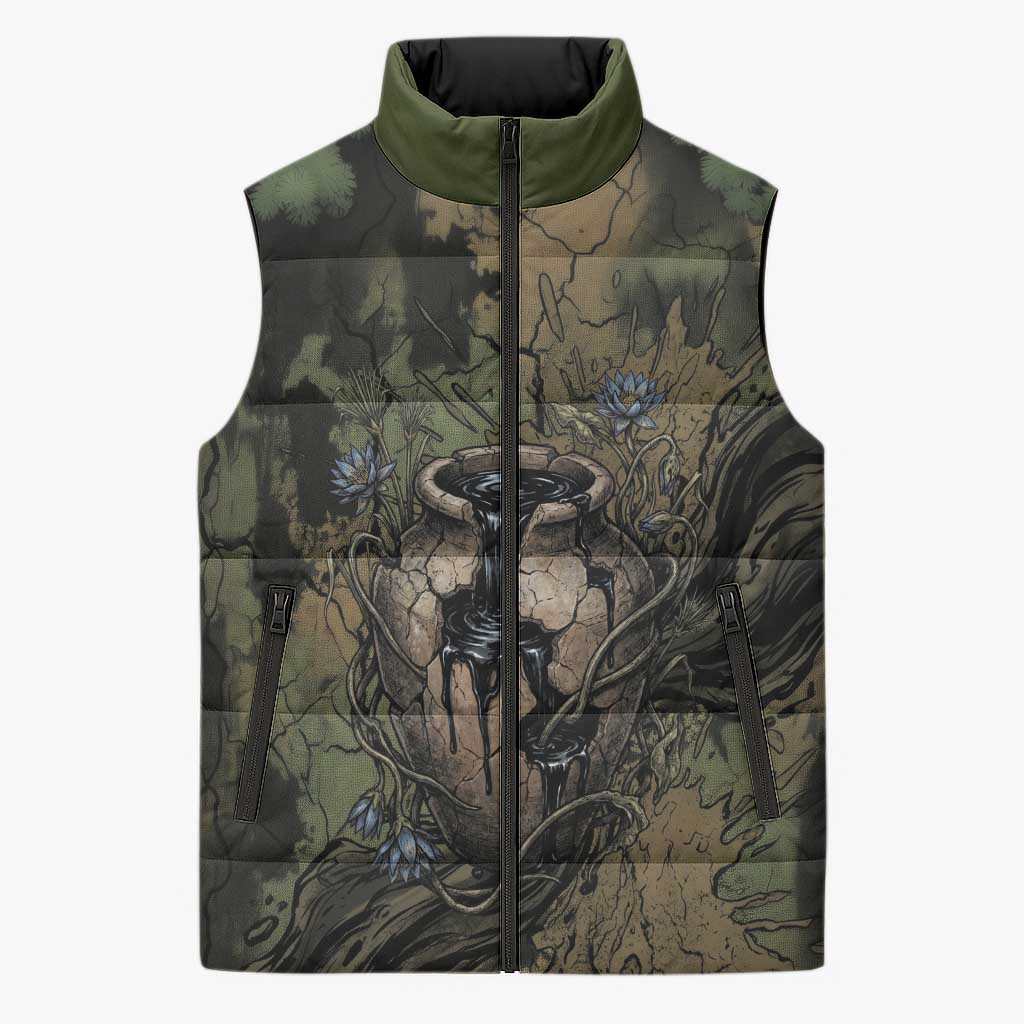 Hapi Egyptian Sleeveless Puffer Jacket Bringer of Kemet Nature Spirit Flowing Water and Earth Harmony