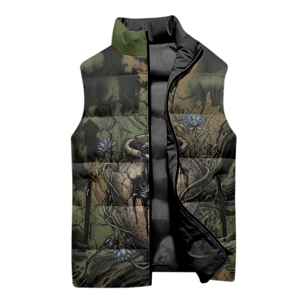 Hapi Egyptian Sleeveless Puffer Jacket Bringer of Kemet Nature Spirit Flowing Water and Earth Harmony
