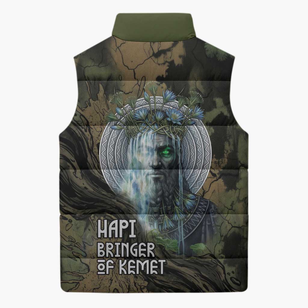 Hapi Egyptian Sleeveless Puffer Jacket Bringer of Kemet Nature Spirit Flowing Water and Earth Harmony