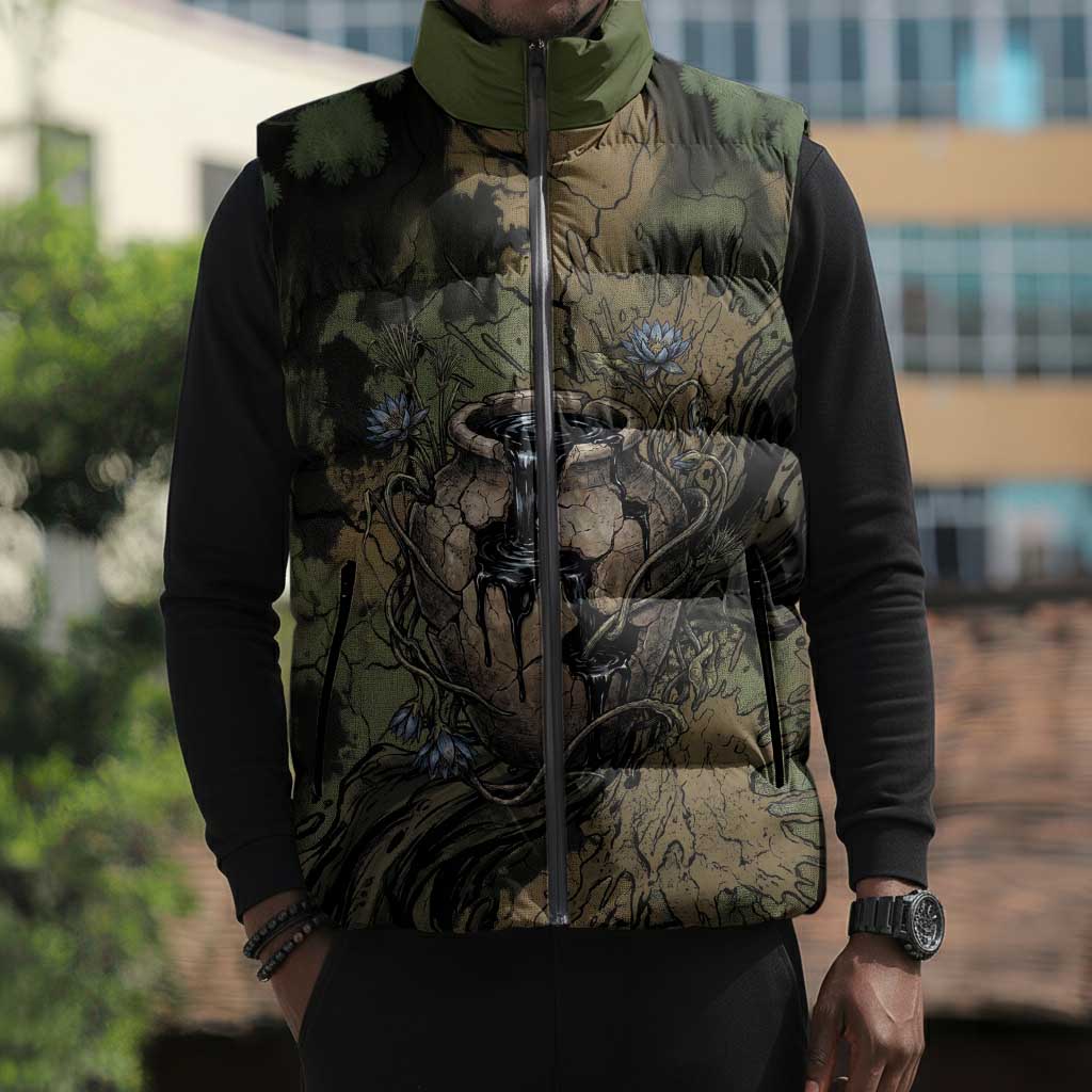 Hapi Egyptian Sleeveless Puffer Jacket Bringer of Kemet Nature Spirit Flowing Water and Earth Harmony