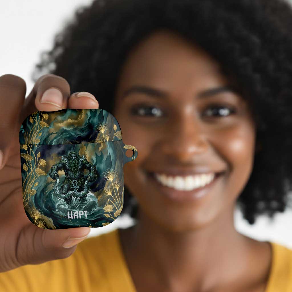 Egyptian Hapi AirPods Case God of the Nile Ankh Symbol Lotus Flowers and Sacred River Energy