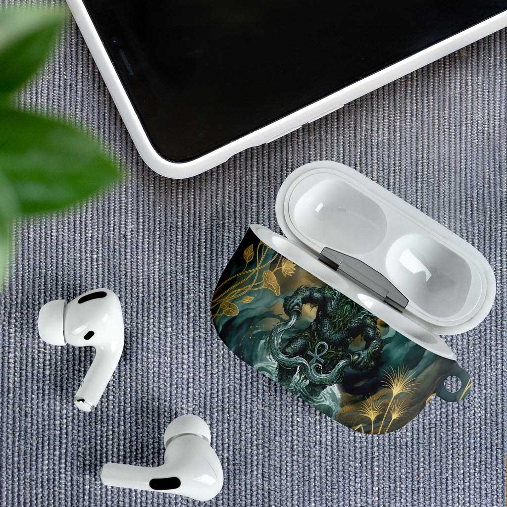 Egyptian Hapi AirPods Case God of the Nile Ankh Symbol Lotus Flowers and Sacred River Energy