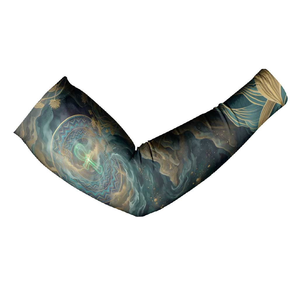 Egyptian Hapi Arm Sleeves God of the Nile Ankh Symbol Lotus Flowers and Sacred River Energy