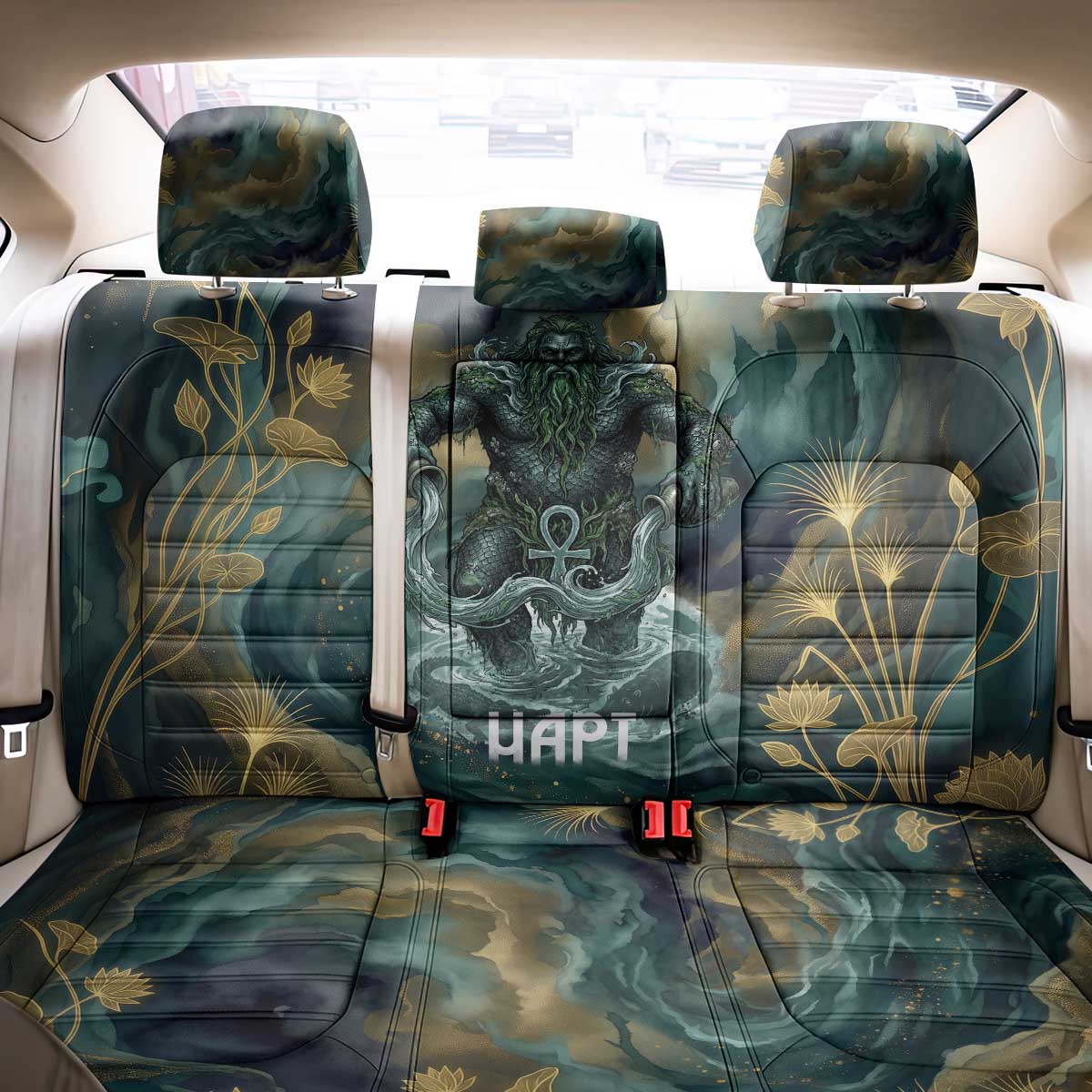 Egyptian Hapi Back Car Seat Cover God of the Nile Ankh Symbol Lotus Flowers and Sacred River Energy