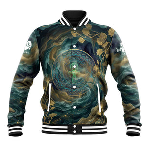 Egyptian Hapi Baseball Jacket God of the Nile Ankh Symbol Lotus Flowers and Sacred River Energy