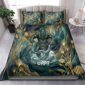 Egyptian Hapi Bedding Set God of the Nile Ankh Symbol Lotus Flowers and Sacred River Energy