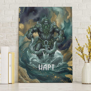 Egyptian Hapi Canvas Wall Art God of the Nile Ankh Symbol Lotus Flowers and Sacred River Energy