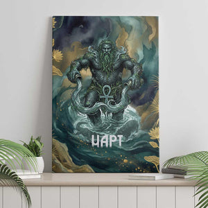 Egyptian Hapi Canvas Wall Art God of the Nile Ankh Symbol Lotus Flowers and Sacred River Energy