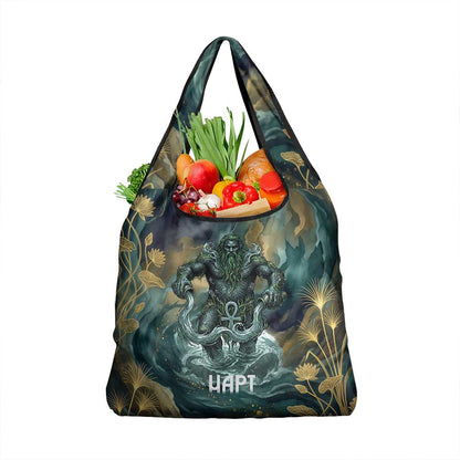Egyptian Hapi Grocery Bag God of the Nile Ankh Symbol Lotus Flowers and Sacred River Energy