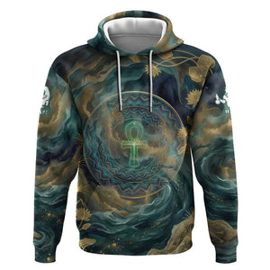 Egyptian Hapi Hoodie God of the Nile Ankh Symbol Lotus Flowers and Sacred River Energy