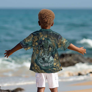 Egyptian Hapi Kid Hawaiian Shirt God of the Nile Ankh Symbol Lotus Flowers and Sacred River Energy