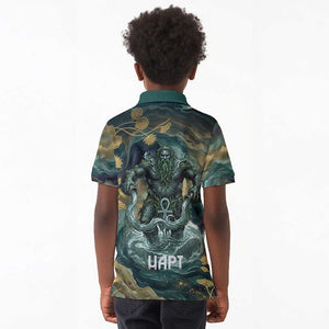 Egyptian Hapi Kid Polo Shirt God of the Nile Ankh Symbol Lotus Flowers and Sacred River Energy