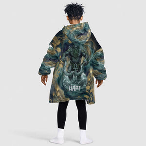 Egyptian Hapi Kid Wearable Blanket Hoodie God of the Nile Ankh Symbol Lotus Flowers and Sacred River Energy