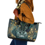 Egyptian Hapi Leather Tote Bag God of the Nile Ankh Symbol Lotus Flowers and Sacred River Energy