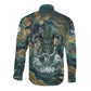 Egyptian Hapi Long Sleeve Button Shirt God of the Nile Ankh Symbol Lotus Flowers and Sacred River Energy