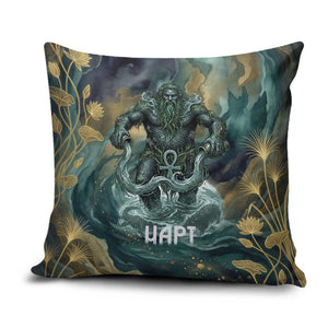 Egyptian Hapi Pillow Cover God of the Nile Ankh Symbol Lotus Flowers and Sacred River Energy