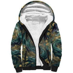 Egyptian Hapi Sherpa Hoodie God of the Nile Ankh Symbol Lotus Flowers and Sacred River Energy