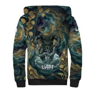 Egyptian Hapi Sherpa Hoodie God of the Nile Ankh Symbol Lotus Flowers and Sacred River Energy