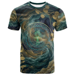 Egyptian Hapi T shirt God of the Nile Ankh Symbol Lotus Flowers and Sacred River Energy