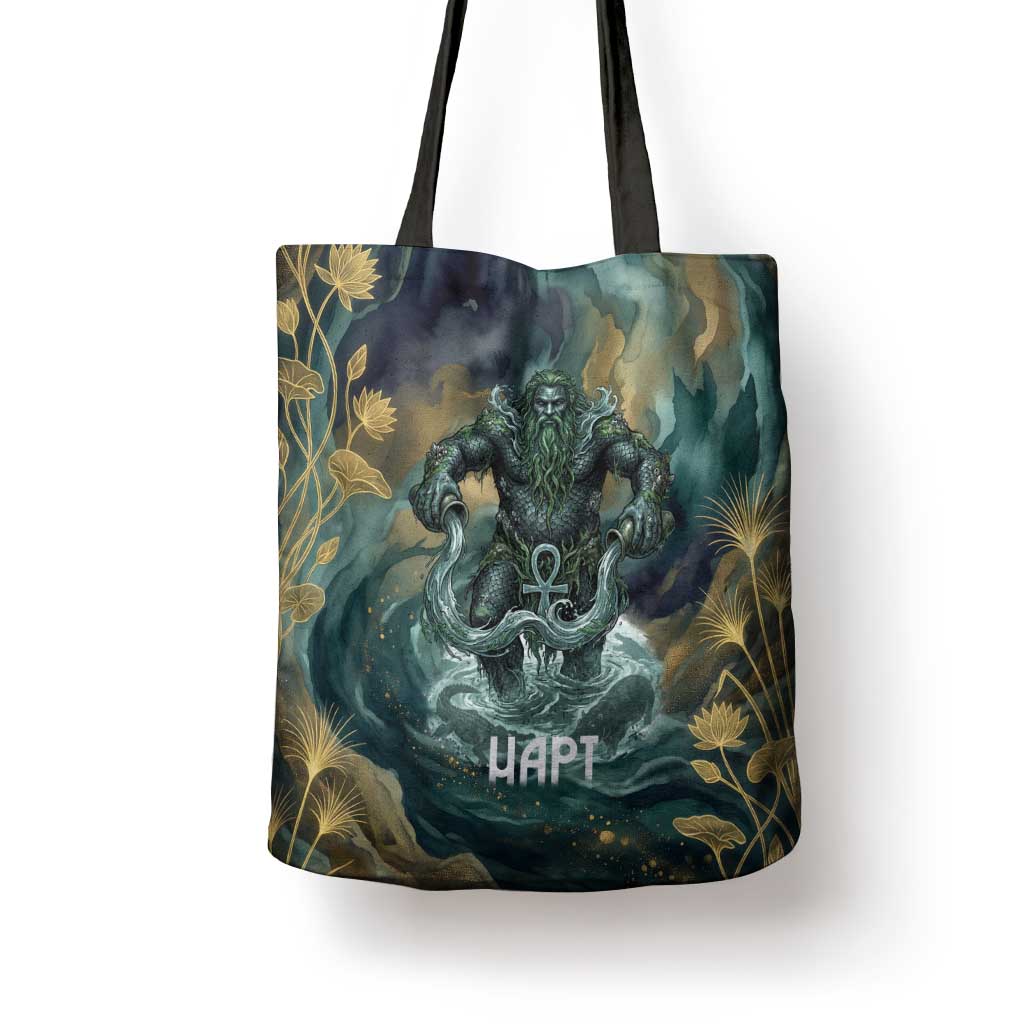 Egyptian Hapi Tote Bag God of the Nile Ankh Symbol Lotus Flowers and Sacred River Energy