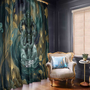 Egyptian Hapi Window Curtain God of the Nile Ankh Symbol Lotus Flowers and Sacred River Energy