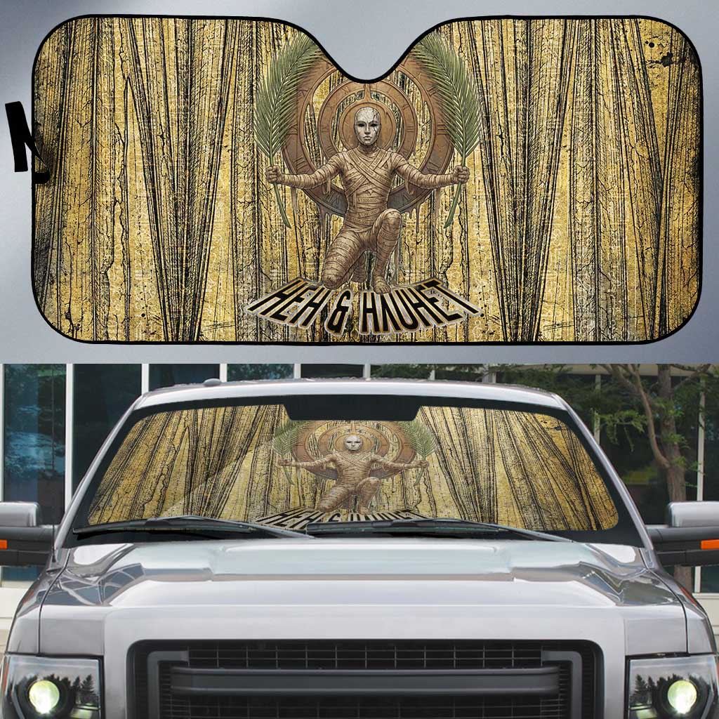 Heh and Hauhet Egyptian Auto Sun Shade Timeless Gods Design Infinity Serpent and Divine Balance Ancient
